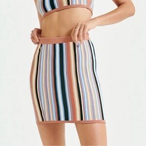 Aritzia Sunday Jett Mini Skirt Best Striped Knit Blue Tangerine large